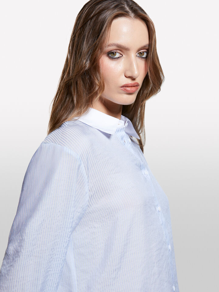 Light blue striped comfort fit shirt - women's shirts - Light Blue | Sisley image number 4